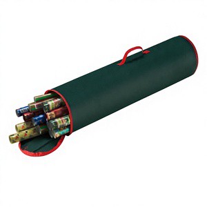 Wrapping Paper Storage Bag-Cylindrical 40-Inch Gift Wrap Organizer-Holds 25 Rolls Giftwrap Christmas Storage Elf Stor (Green)