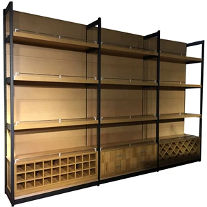 Factory Sale Wooden Shelves Supermarket Customized Gondola Wall Single Double Side Display Rack Storage Racking For Retail