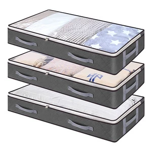 Large Under Bed Storage Bag Containers, Foldable Under-the-Bed Storage Bins with Reinforced Handles & Clear Window