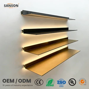 Aluminum Display Shelf With Integrated LED Lighting, Durable Modern Display Rack For Boutique Showcase And Exhibition