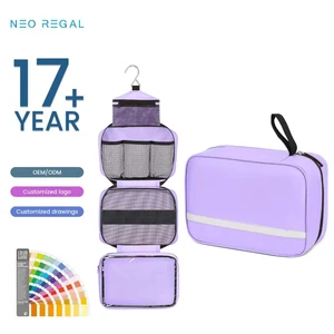 Travel Toiletry Bag for Women Hanging Toiletry Bag With 4 Compartments Portable and Waterproof Compact Travel Bathroom Organizer
