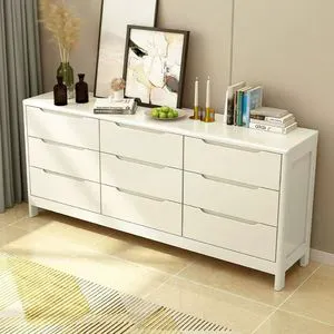 Nordic Bedroom Furniture Luxury 9-Drawer Solid Oak Dresser Wooden Side Boards Modern Chest Drawers for Home Hotel