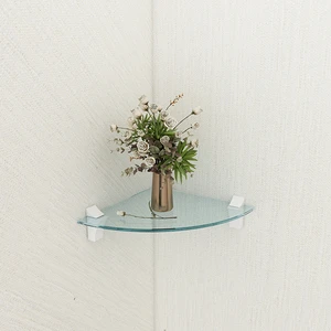 Angular Tempered Glass Floating Wall Shelf for Home Storage for Bathroom Furniture & Decor