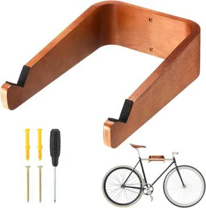 Solid Wood Horizontal Bicycle Wall Mount Rack Space Saving Storage Organizer for Home Garage Apartment Office