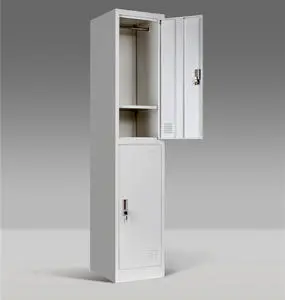 Modern Durable Single Tier 2-Door Steel Locker with Lock for Hospital & School Staff Storage