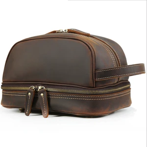 PU Leather Travel Toiletry Storage Bag Luxury Zipper Washing Storage Bag Men's Handbag Cosmetic Storage Bag