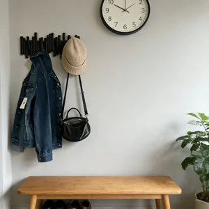 Modern Wall Mount Black Bamboo Multi Hook Coat Rack Space-Saving Coat Hanging with 4 Flip-Down Hooks for Hanging Coats