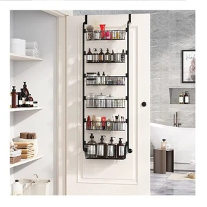 6-Tier Over the Door Pantry Metal Organizer and Storage with 6 Baskets, Heavy-Duty Back of Door Cabinet, Spice Rack for Kitchen