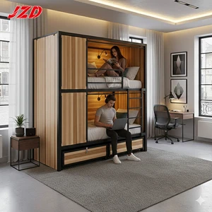 JZD Sleeping Pod Bed Capsule Box Hotel Manufacturer Double Bed Frame With Storage Bunk Bed For Adult Double Loft Bed