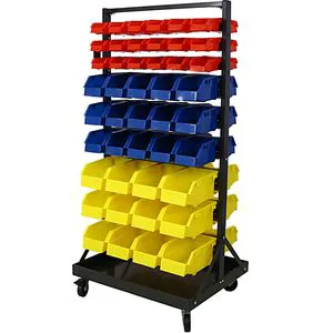 Locking Wheel Shelving Storage Organizer 100x70cm Five Layers Industrial Garage Shop Home Use Plastic PP Carbon Steel