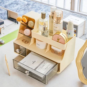 Modern Large Capacity Drawer Makeup Organizer PS Plastic Storage Rack Sustainable Multifunction for Cosmetics Skincare Desktop