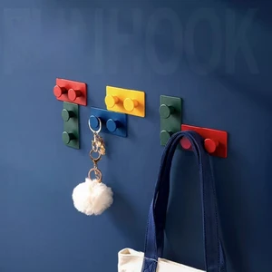 Sticky Hook Cute Creative 4pcs Building Block Key Hooker Wall Coat Hook Modern Decoration Home From China Factory