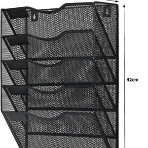 New 5-Tier Carbon Steel Wall Mounted Office Organizer Storage Rack with Detachable Design for Desktop and Behind Doors