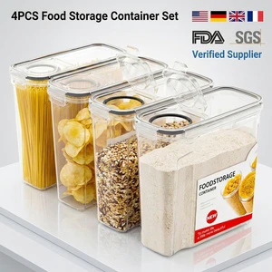 4PCS Cereal Containers Storage Airtight Food Storage Containers With Pour Spout For Kitchen & Pantry Organization Storage