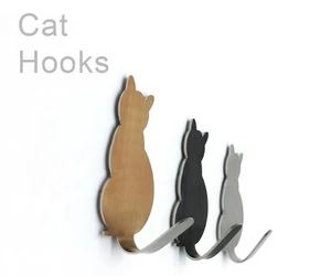 Creative Self-adhesive Hooks Cat Pattern Hanging Holder for Kitchen Bathroom Wall Clothes Towel Racks Key Hooks