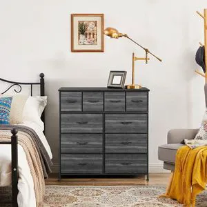 10-Drawer Cabinet Organizers with 6 Large & 4 Small Non-Woven Fabric Drawers Cationic Cloth Surface & Particle Board Material