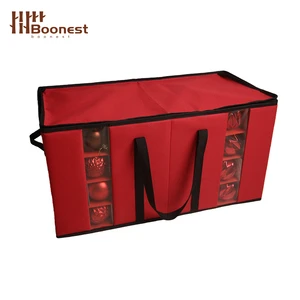 Customizable Ornament Organizer Case Foldable Double-Window 128-Ball Christmas Storage Box