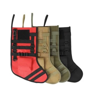 Wholesale Creative Tactical Christmas Stocking Outdoor Molle Polyester Shoe Bag With Black Green Camo