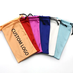 Customized Logo Woman Microfiber Glass Sun Glasses Cleaning Cloth Bag Pouch With Hook
