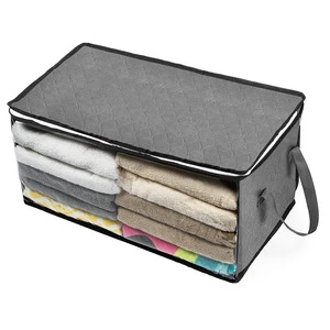 Foldable Non-Woven Fabric Storage Bag Large Clear Zipper Organizer Wardrobe Bathroom Living Room Clothes Quilts Blankets Bedding