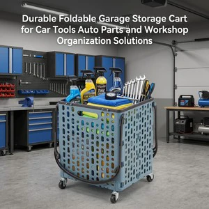 Durable Foldable Garage Storage Cart for Car Tools Auto Parts and Workshop Organization Solutions