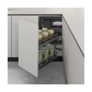 TKK Kitchen Corner Cabinet Storage Organizer Stainless Steel Magic Soft Closing Pull Out Drawer Wire Corner Basket