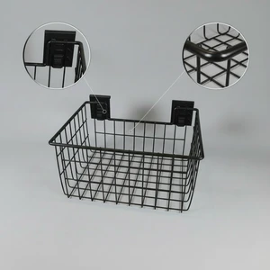 Heavy Duty Modern Metal Wall Mount Wire Basket with Pegboard Hooks for Tool & Utility Storage