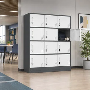 12 Door Steel Locker Cabinet with Key Lock for School Gym Office Employee Storage Metal Wardrobe Custom Color Factory Design