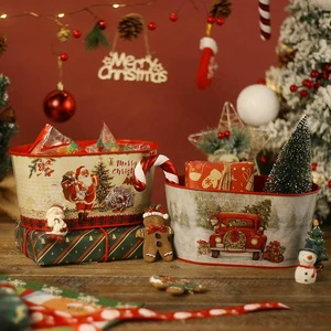 Galvanized Metal Christmas Bucket Planter For Holiday Home Decor
