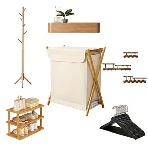 Premium Wooden Coat Rack with Multi-functional Storage Set Bamboo Coat Rack