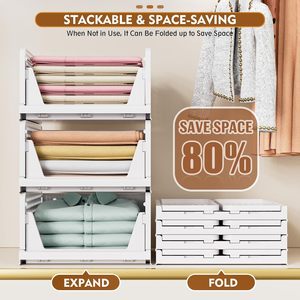 Plastic Stackable Plastic Closet Organizer Shelf Multilayer Wardrobe Storage Bins For Clothes Linens Efficient Home Basket