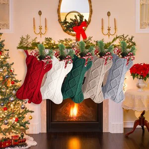 Wholesale Christmas Knitted Stocking Dog Bone Shape Candy Bag Holiday Gift Storage For Xmas Tree Decoration