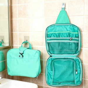 Large-capacity Portable Waterproof Bathroom Wash Storage Bag with Zipper and Hooks for Travel Makeup 25x20x7.5CM Standing Type
