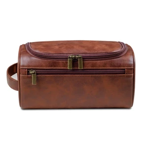 Large Capacity Waterproof Hanging Travel Toiletry Bag for Men Women Portable PU Leather Wash Bag Bathroom Organizer