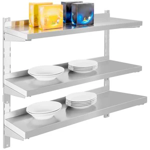 Stainless Steel Color 2-Tier Wall-Mounted Dish Rack for Kitchen Storage 80x30x60cm Capacity for Restaurants and Hotels