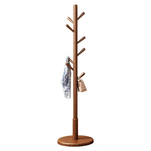 Solid Wood Freestanding Coat Rack with Floor to Ceiling Design for Clothing, Hats and Bag Storage in Bedroom or Entryway