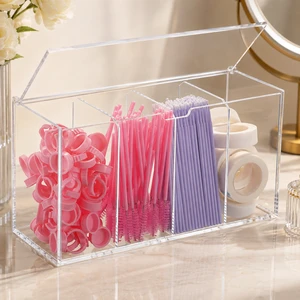 Acrylic 3 Compartment Cosmetic Storage Box Desktop Holder for Makeup Tools Jewelry Small Accessories Organization