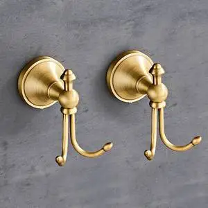 Rustic Brass Wall Hooks Elegant Design Durable Hanger For Towels Clothes Keys Kitchen Bathroom Organizer