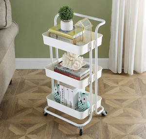 Movable Kitchen Storage Cart Trolley 3 Tier Rolling Utility Cart For Kitchen Bathroom Home Office Storage And Organization