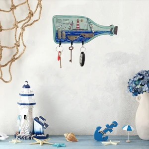 Creative Wooden Bottle Shape Self-Adhesive Wall Hooks Flexible Summer Sea Nautical Mediterranean Beach Living Room Jewelry