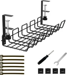 No Drill Heavy Duty Steel Cable Tray Organizers Wire Management Cable Rack Clamp Mount Adjustable Metal Workshop Garage