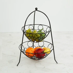 Black Color Elegant Design Top Quality Hand Weaved Metal Wire Fruit Basket at Direct Factory Selling Prices With Sizes 31x43 Cm