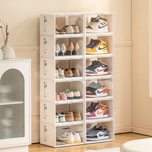 Citylife Wholesale Clear Plastic Sneaker Foldable Shoe Storage Boxes Drop Front Acrylic Drawer Type Magnetic Clear Shoe Box
