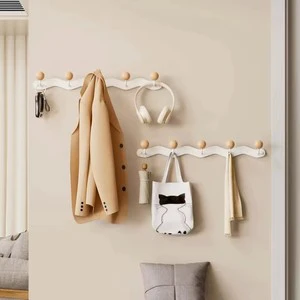 Creative Wave Wooden Ball Hook Racks Wall Mounted Clothes Coat Hangers Door Entrance Hall Cabinet Storage Holders Bedroom Decor