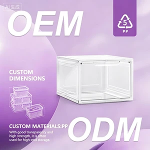 JX Foldable Transparent Shoe Box Storage Organizer Stackable Display Cabinet Thickened Magnetic-suction AJ Sneaker Sports Shoe