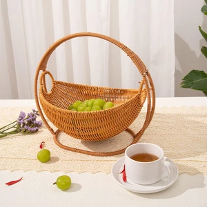 Customizable Factory Direct Plastic Rattan Woven Storage Basket for Fruit and Vegetables for Picnics in Outdoor Use