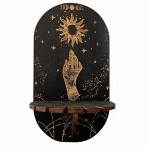Customized home creative wooden carved wall rack storage rack for hanging clothes hangers and candle lamps