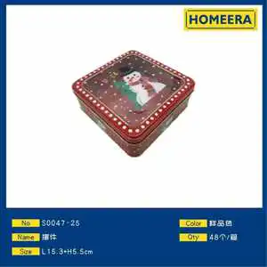 Homeera Christmas Storage Box Square Iron Decorative Container For Holiday Organization
