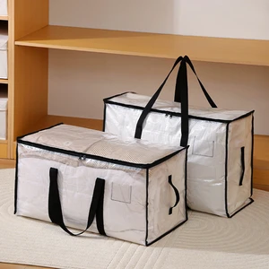 Big Volume Waterproof Storage Bag Durable PE Woven Moving Bags With Handles For Clothes Quilts Home And Travel Organizer