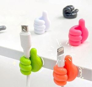 Self Adhesive Cute Thumb Hooks Wire Organizer Wall Hooks Hanger Strong Silicone Charging Line Storage